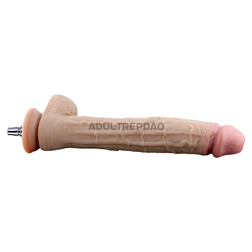 12.01-inch Dual Density Silicone Long & Girthy & Veined Dildo Attachment for Lustti Sex Machines