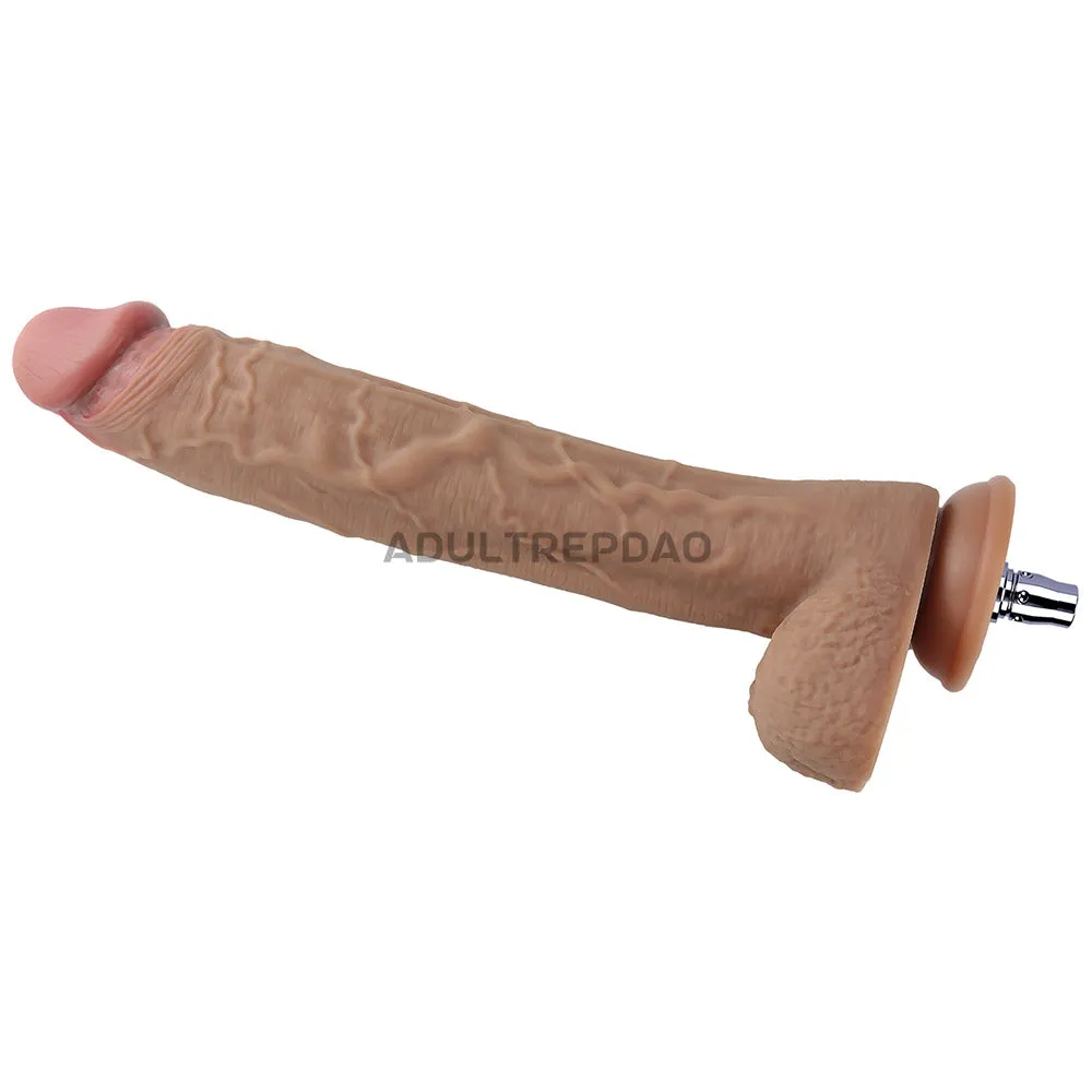 12.01-inch Dual Density Silicone Long & Girthy & Veined Dildo Attachment for Lustti Sex Machines
