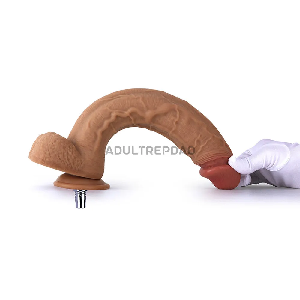 12.01-inch Dual Density Silicone Long & Girthy & Veined Dildo Attachment for Lustti Sex Machines