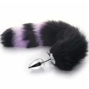 14 Tail Black With Purple Fox Stainless steel Plug