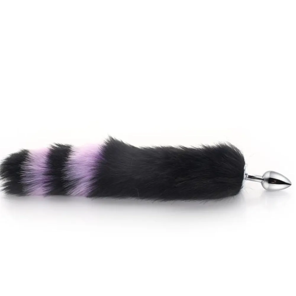 14 Tail Black With Purple Fox Stainless steel Plug