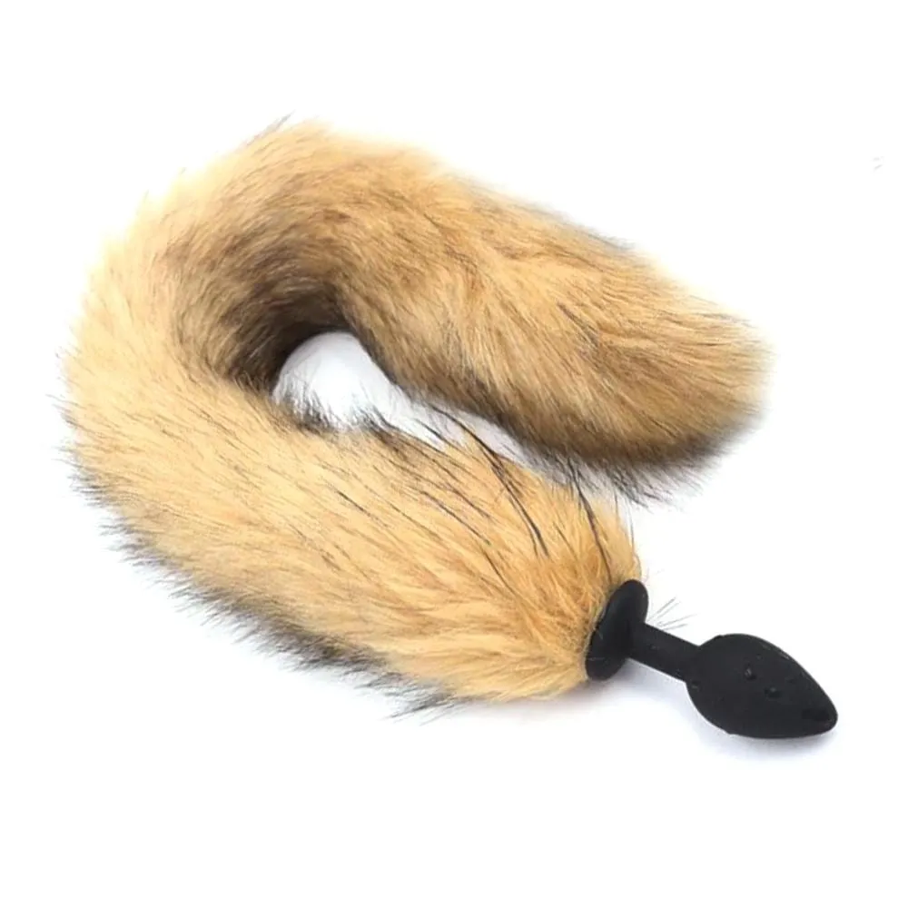 18 Tail Brown Fox Tail Silicone Plug
