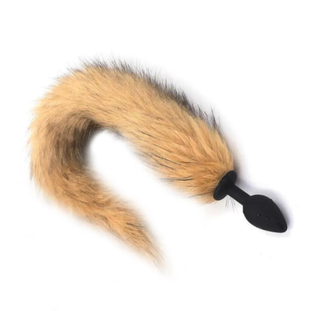 18 Tail Brown Fox Tail Silicone Plug