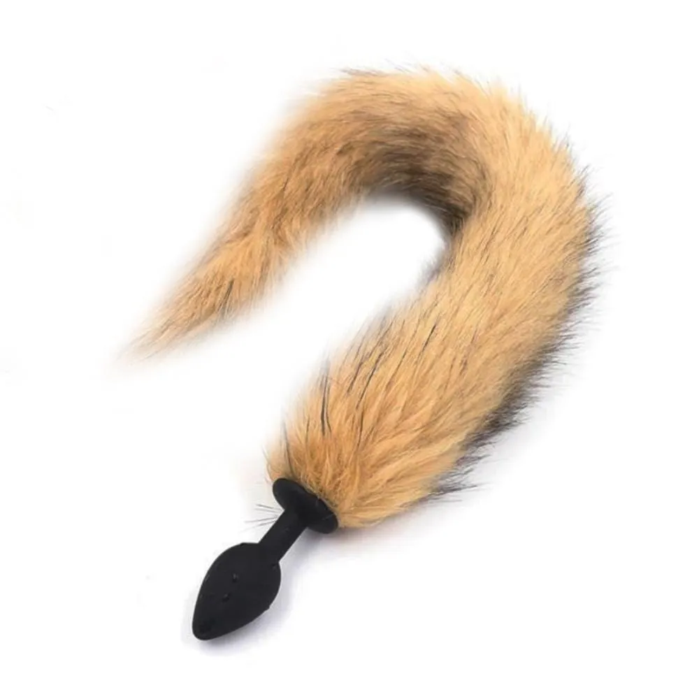 18 Tail Brown Fox Tail Silicone Plug