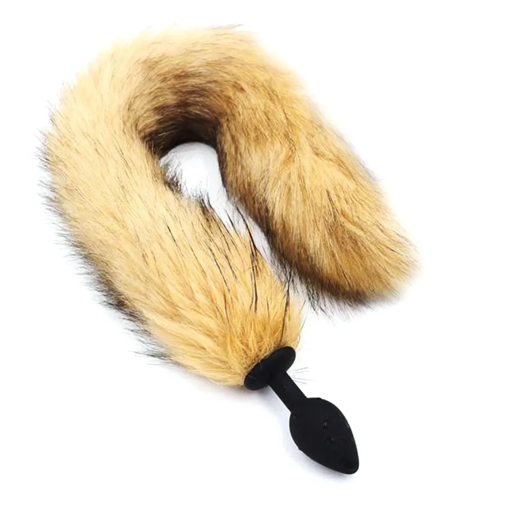 18 Tail Brown Fox Tail Silicone Plug