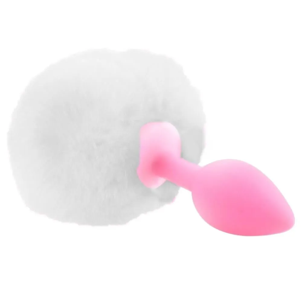 3 Tail Plug White/Pink/Black Bunny Silicone