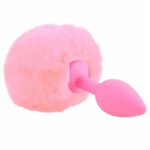 3 Tail Plug White/Pink/Black Bunny Silicone