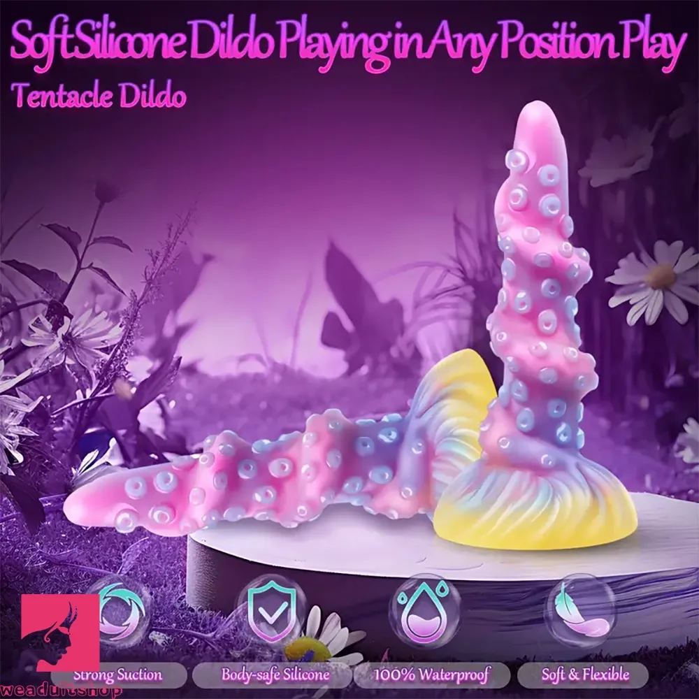 8.26in Tentacle Adult Fantasy Dildo Glowing Octopus Silicone Odd Dildo