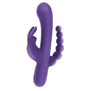8.5-inch Toyjoy Silicone Purple Rechargeable Rabbit Triple Pleasure Vibrator