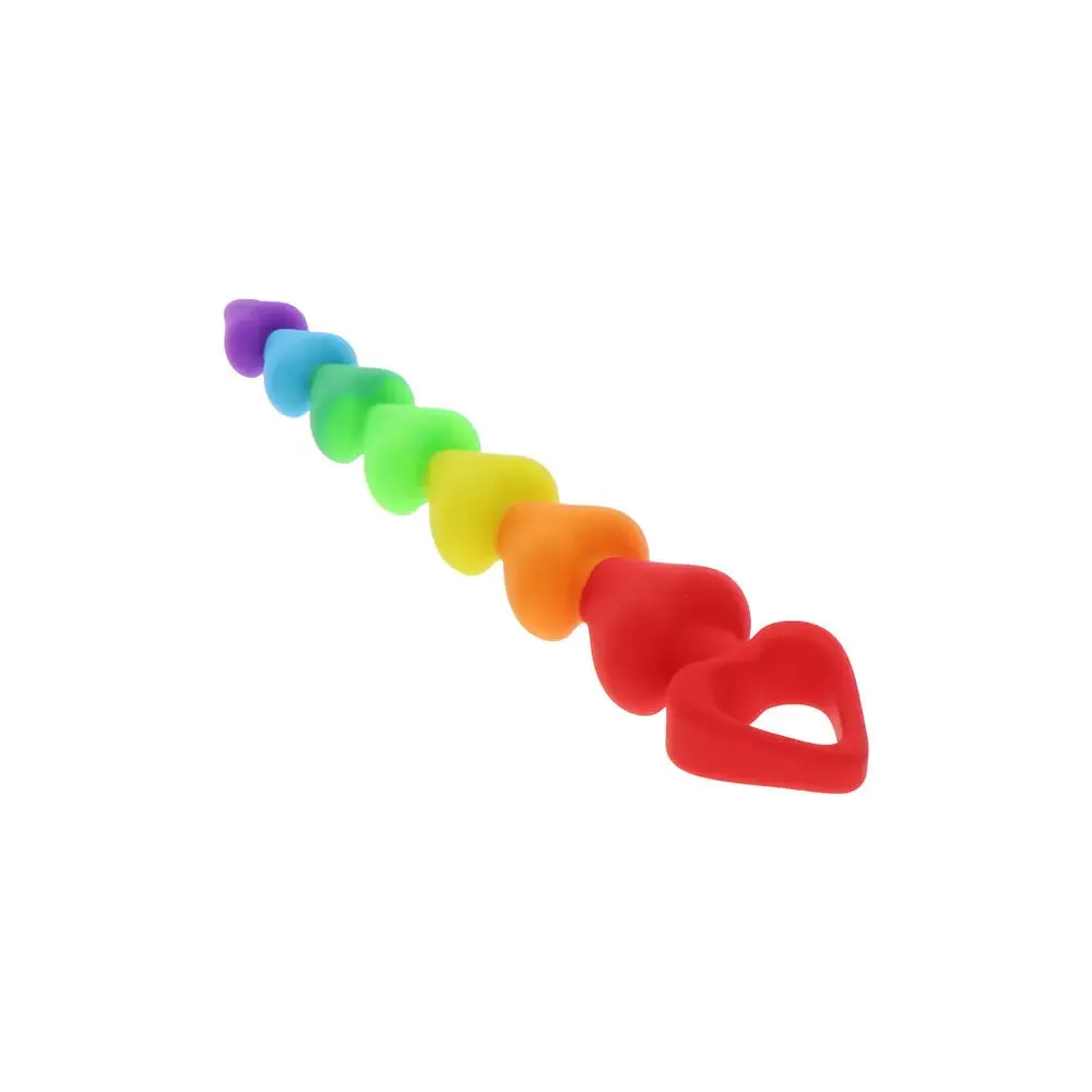 8.5-inch Toyjoy Silicone Rainbow Heart Anal Beads