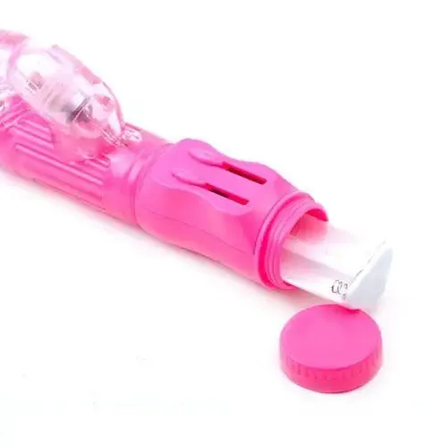 8.75-inch Jelly Pink Multi-speed Rabbit Vibrator with Metal Beads