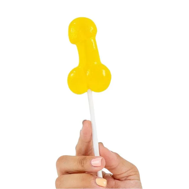 Acadea în formă de penis DRINK ME. cu gust de cocktail Piña Colada. perfect ca un cadou sexy și amuzant. culoare galben (9977P)