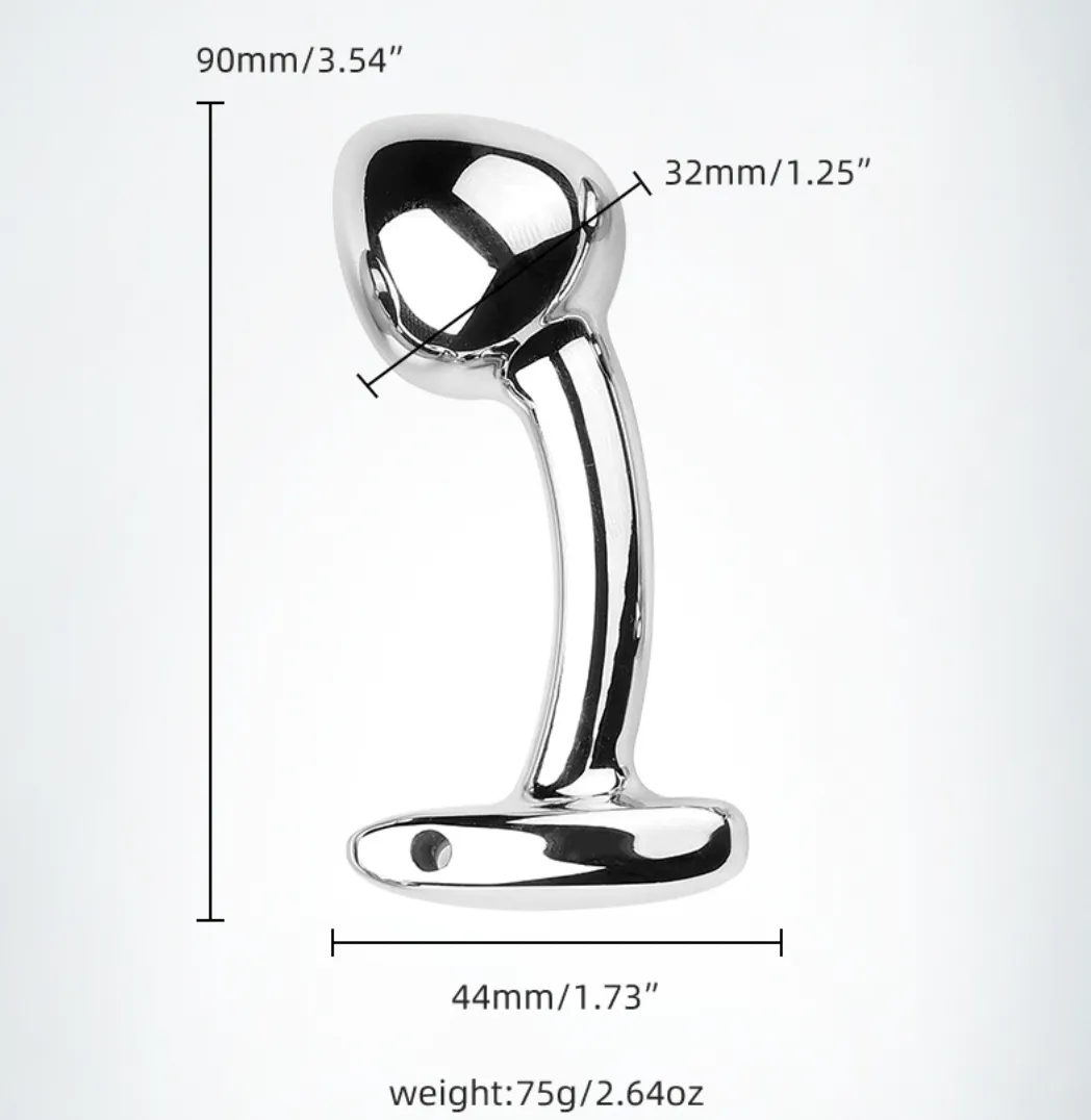 Aluminum Curved P-point Anal Plug Curved Massage Stick