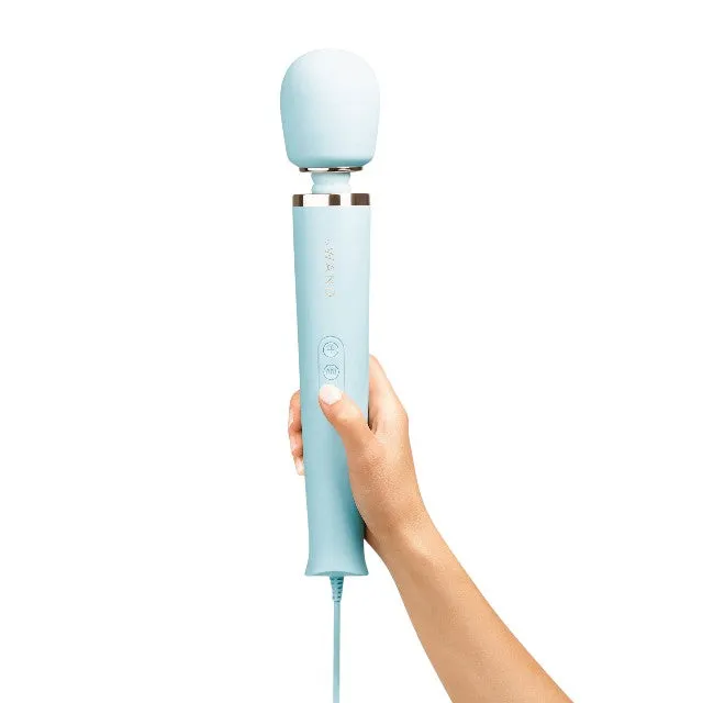 Aparat de masaj cu fir LE WAND Plug-In Vibrating Massager. pentru corp și zone intime. 10 funcții de vibrație. albastru