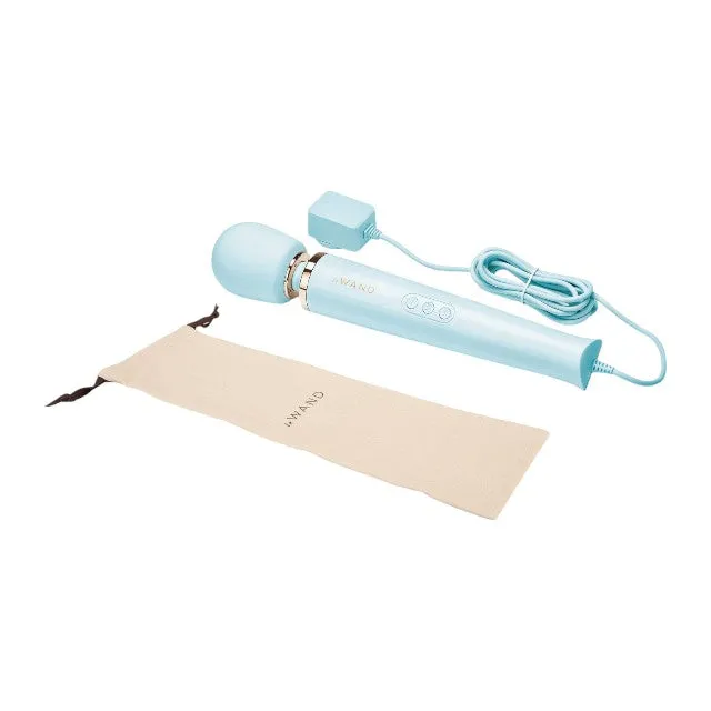 Aparat de masaj cu fir LE WAND Plug-In Vibrating Massager. pentru corp și zone intime. 10 funcții de vibrație. albastru