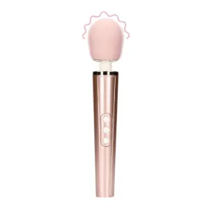 Aparat de masaj LOVELINE Wand Vibrator. pentru corp și zone intime. cu silicon ultra-moale. 6 funcții de vibrație. roz auriu