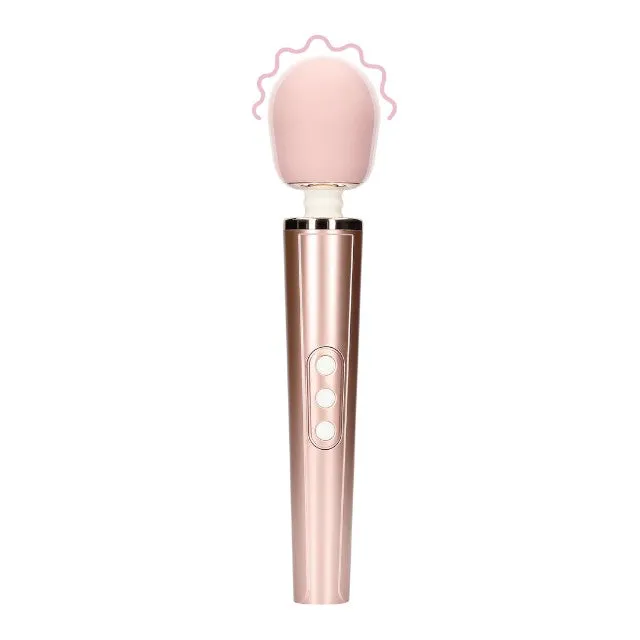 Aparat de masaj LOVELINE Wand Vibrator. pentru corp și zone intime. cu silicon ultra-moale. 6 funcții de vibrație. roz auriu