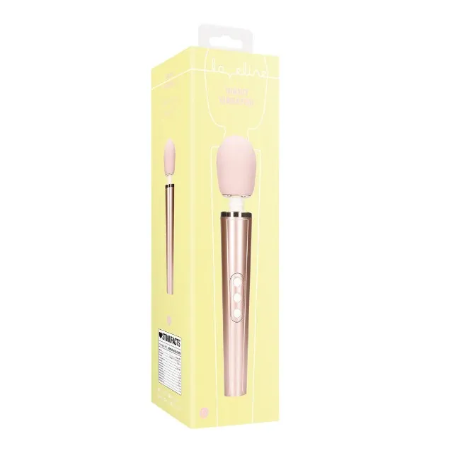 Aparat de masaj LOVELINE Wand Vibrator. pentru corp și zone intime. cu silicon ultra-moale. 6 funcții de vibrație. roz auriu
