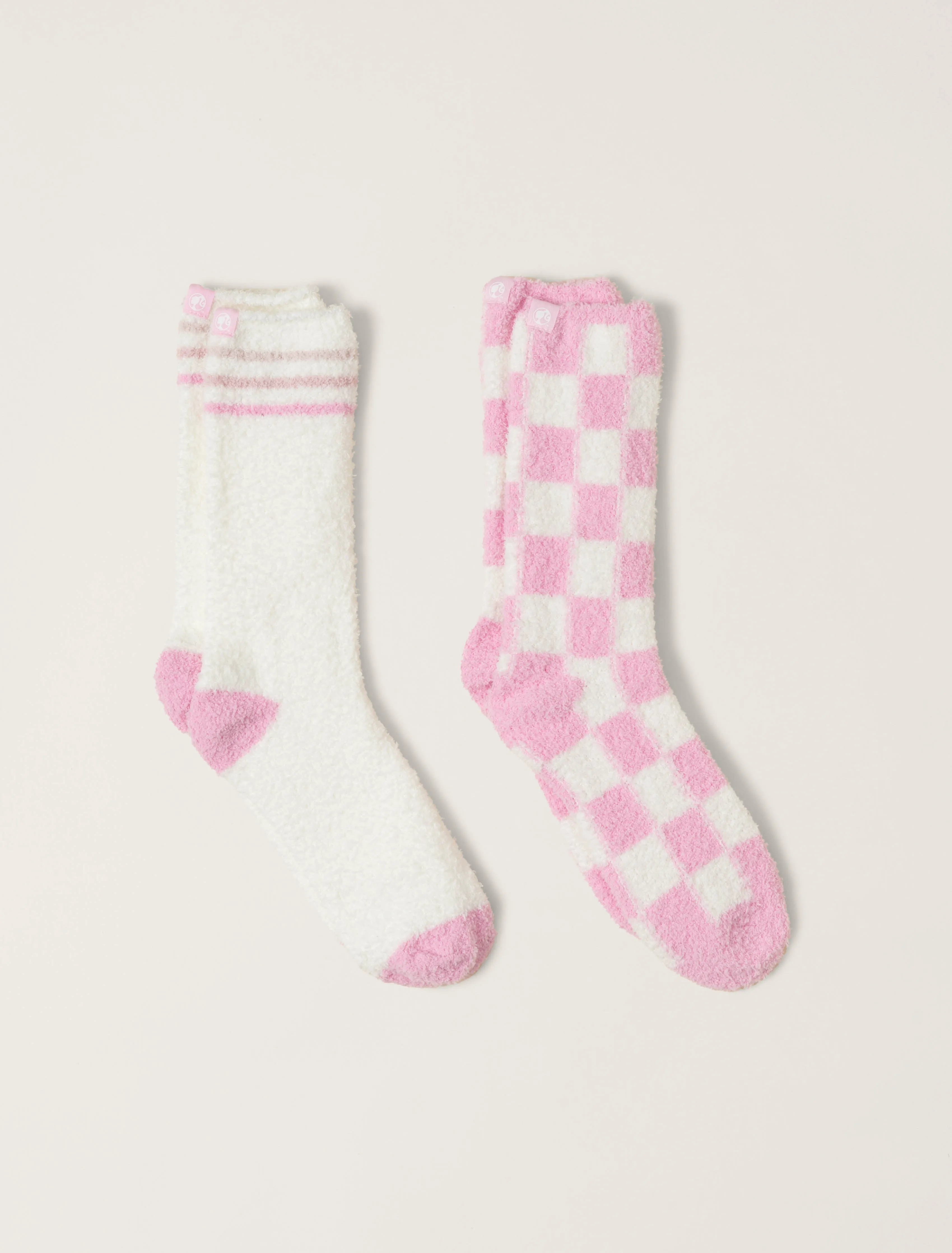Barefoot Dreams Cozychic 2 Pair Barbie Pink Multic Socks