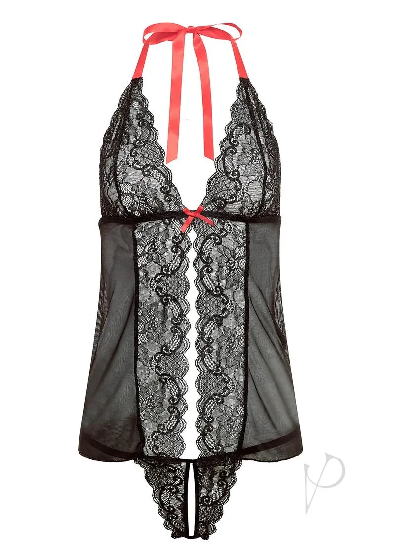 Barely B Open Front Babydoll Black