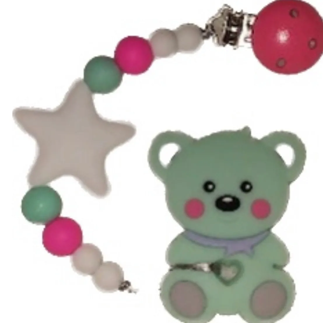 Bear Silicone Teether Chewing Toy Pacifier Clip VARIETY