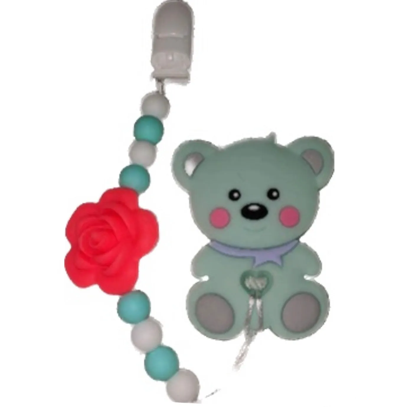 Bear Silicone Teether Chewing Toy Pacifier Clip VARIETY