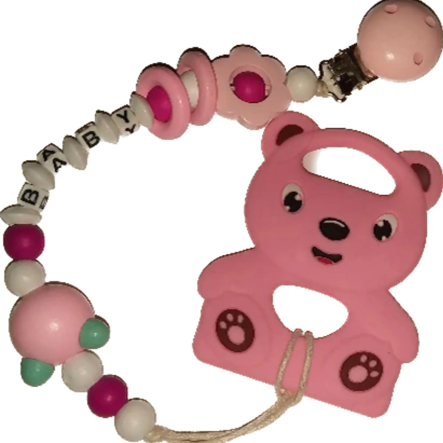 Bear Silicone Teether Chewing Toy Pacifier Clip VARIETY