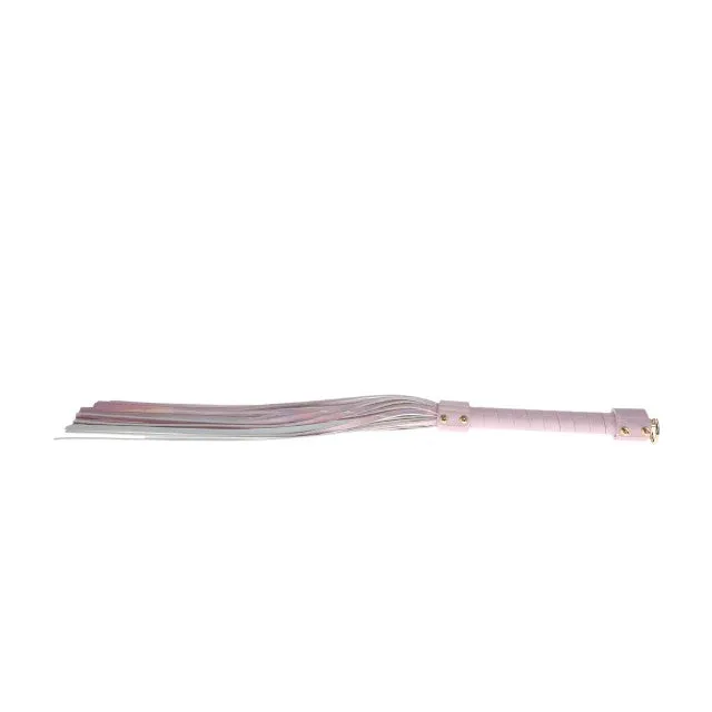 Bici OUCH! Flogger - Paris Collection. pentru jocuri erotice BDSM. din piele îmbinată. culoare roz cu auriu