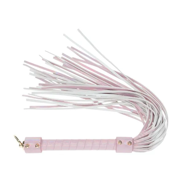 Bici OUCH! Flogger - Paris Collection. pentru jocuri erotice BDSM. din piele îmbinată. culoare roz cu auriu