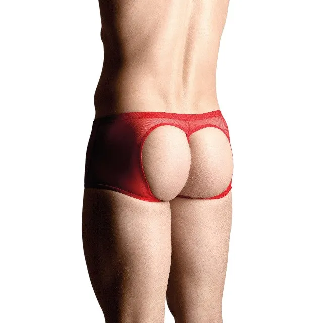 Boxeri sexy SOFTLINE Mens Shorts 4493. lenjerie erotică pentru bărbați cu decupaje pe fese. culoare roșu. mărime M/L