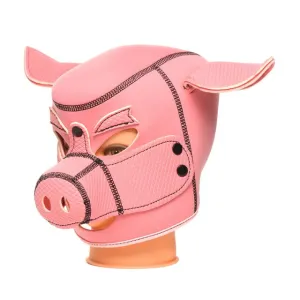 Cagulă porc XR BRANDS Master Series SWINE - Pig Neoprene Hood. pentru jocuri BDSM și de fantezie. culoare roz