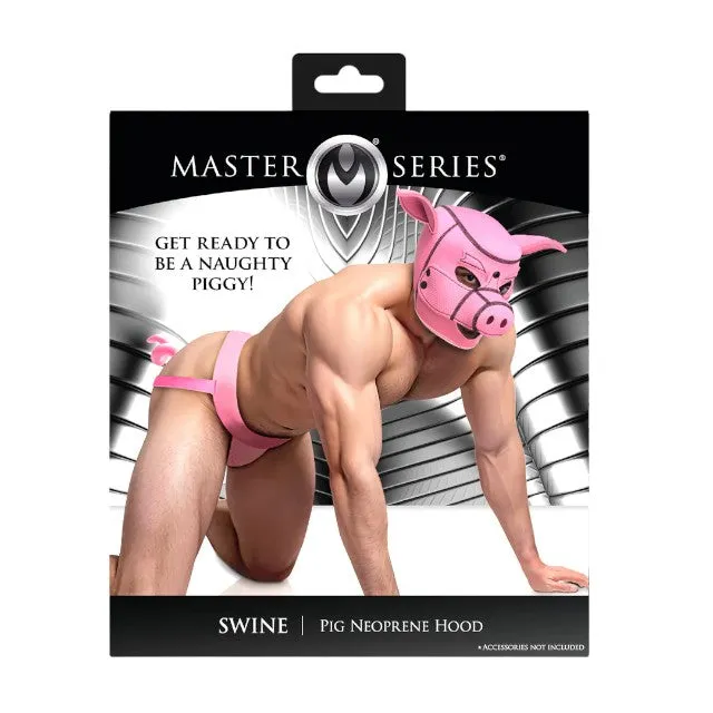 Cagulă porc XR BRANDS Master Series SWINE - Pig Neoprene Hood. pentru jocuri BDSM și de fantezie. culoare roz