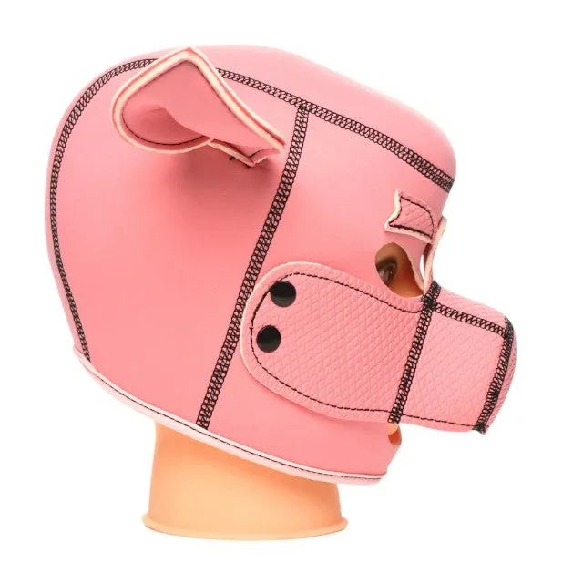Cagulă porc XR BRANDS Master Series SWINE - Pig Neoprene Hood. pentru jocuri BDSM și de fantezie. culoare roz