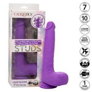 California Exotics - Rechargeable Gyrating and Thrusting Silicone Studs Realistic Dildo with Balls 9.5 (Purple)