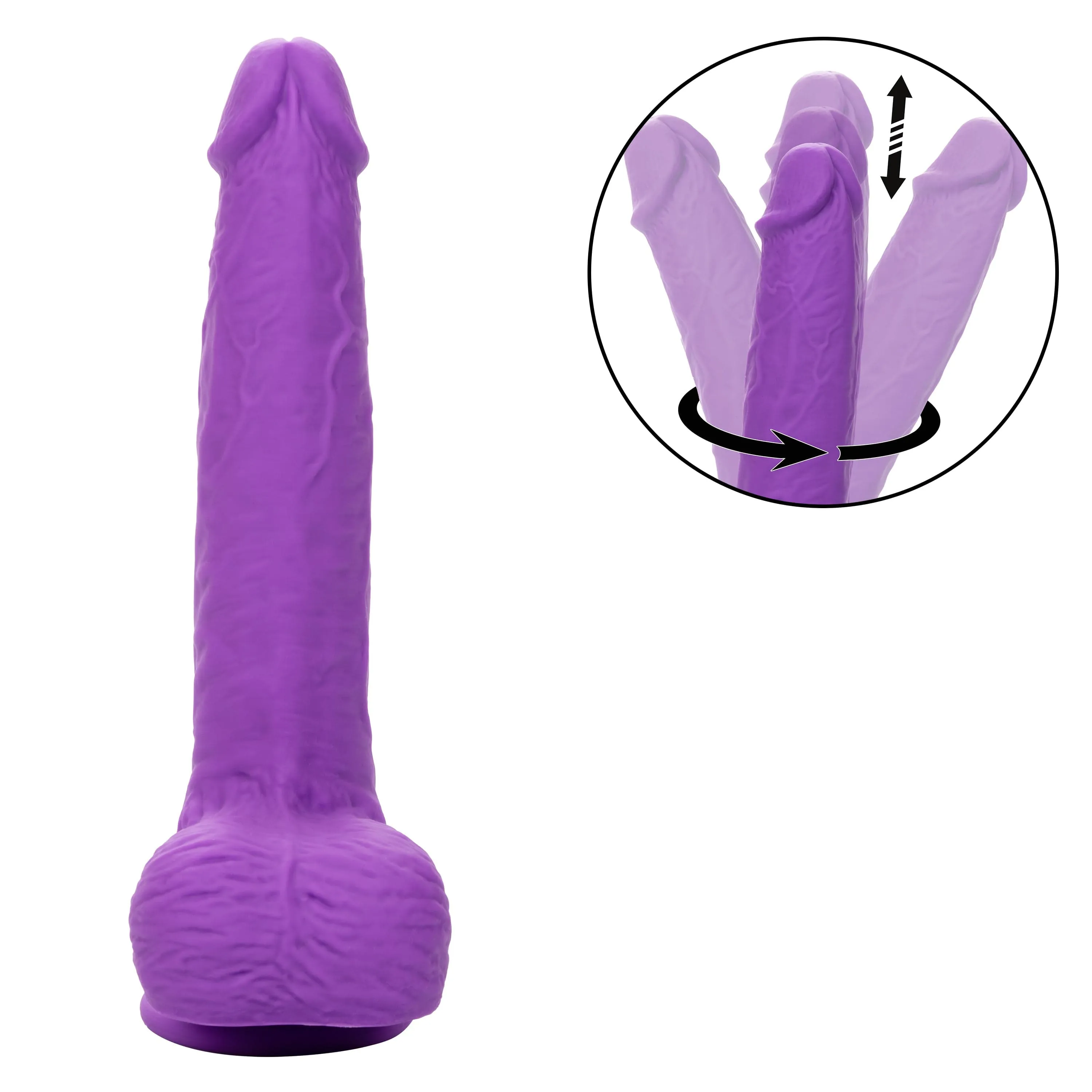 California Exotics - Rechargeable Gyrating and Thrusting Silicone Studs Realistic Dildo with Balls 9.5 (Purple)