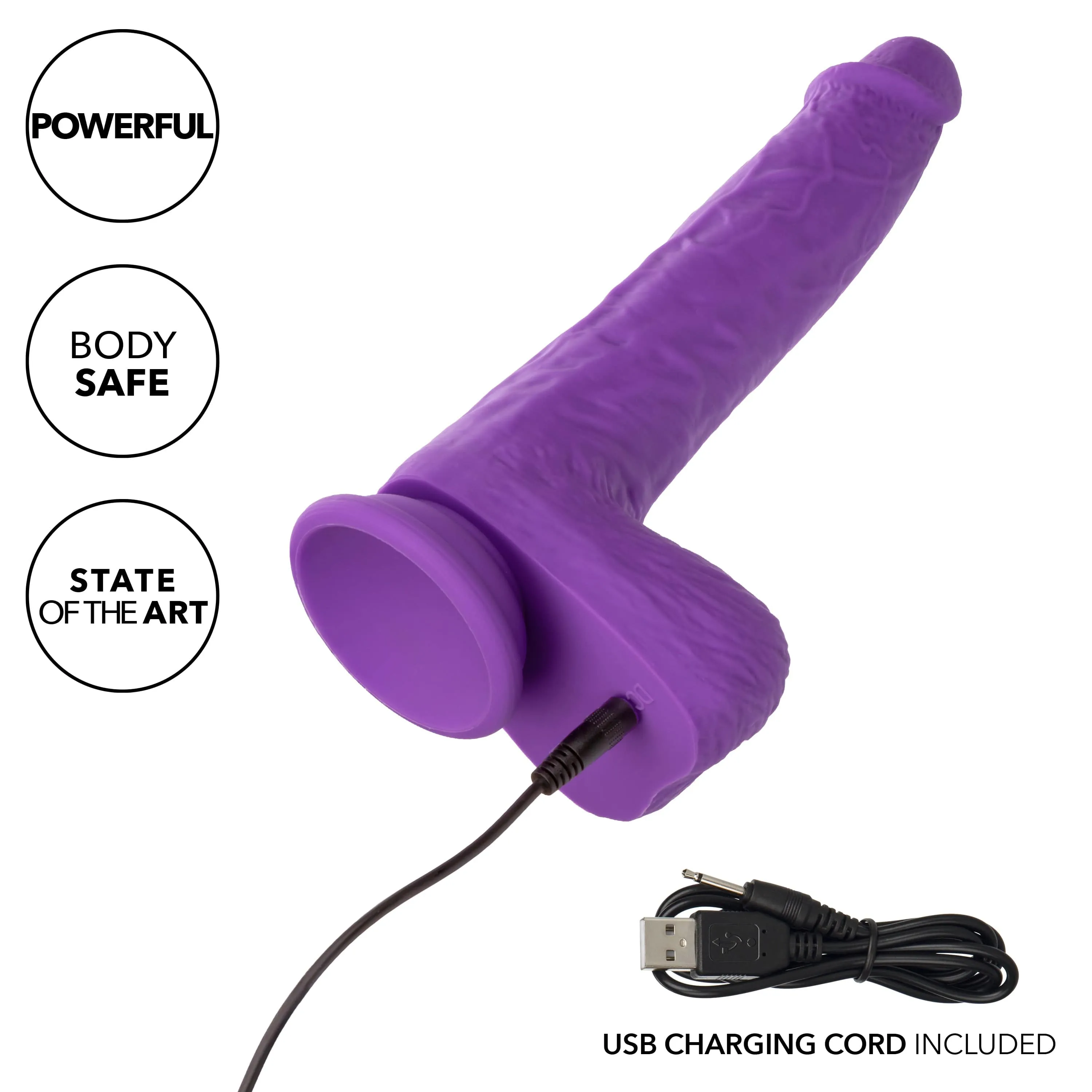 California Exotics - Rechargeable Gyrating and Thrusting Silicone Studs Realistic Dildo with Balls 9.5 (Purple)