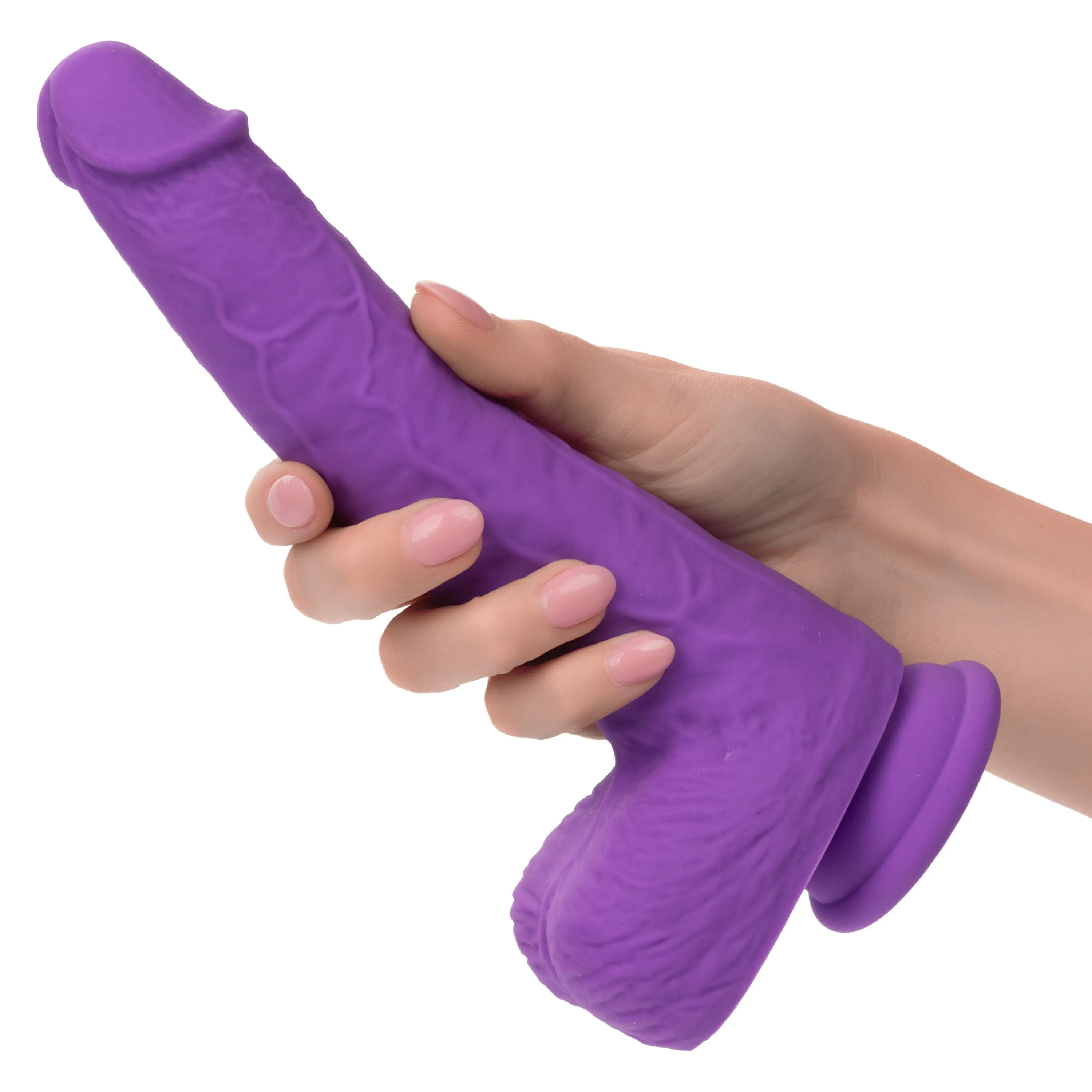 California Exotics - Rechargeable Gyrating and Thrusting Silicone Studs Realistic Dildo with Balls 9.5 (Purple)