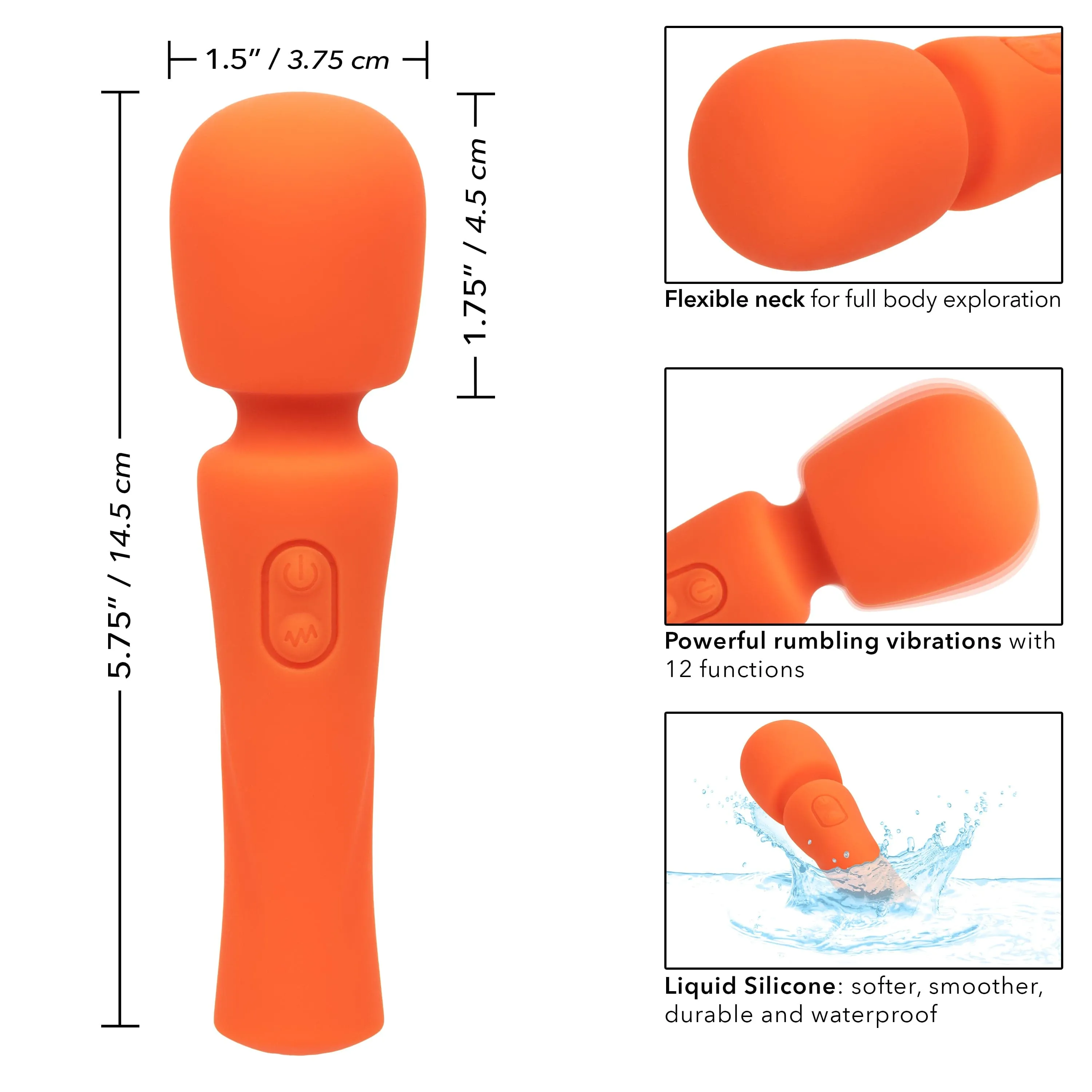 California Exotics - Stella Liquid Silicone Mini Wand Massager (Orange)