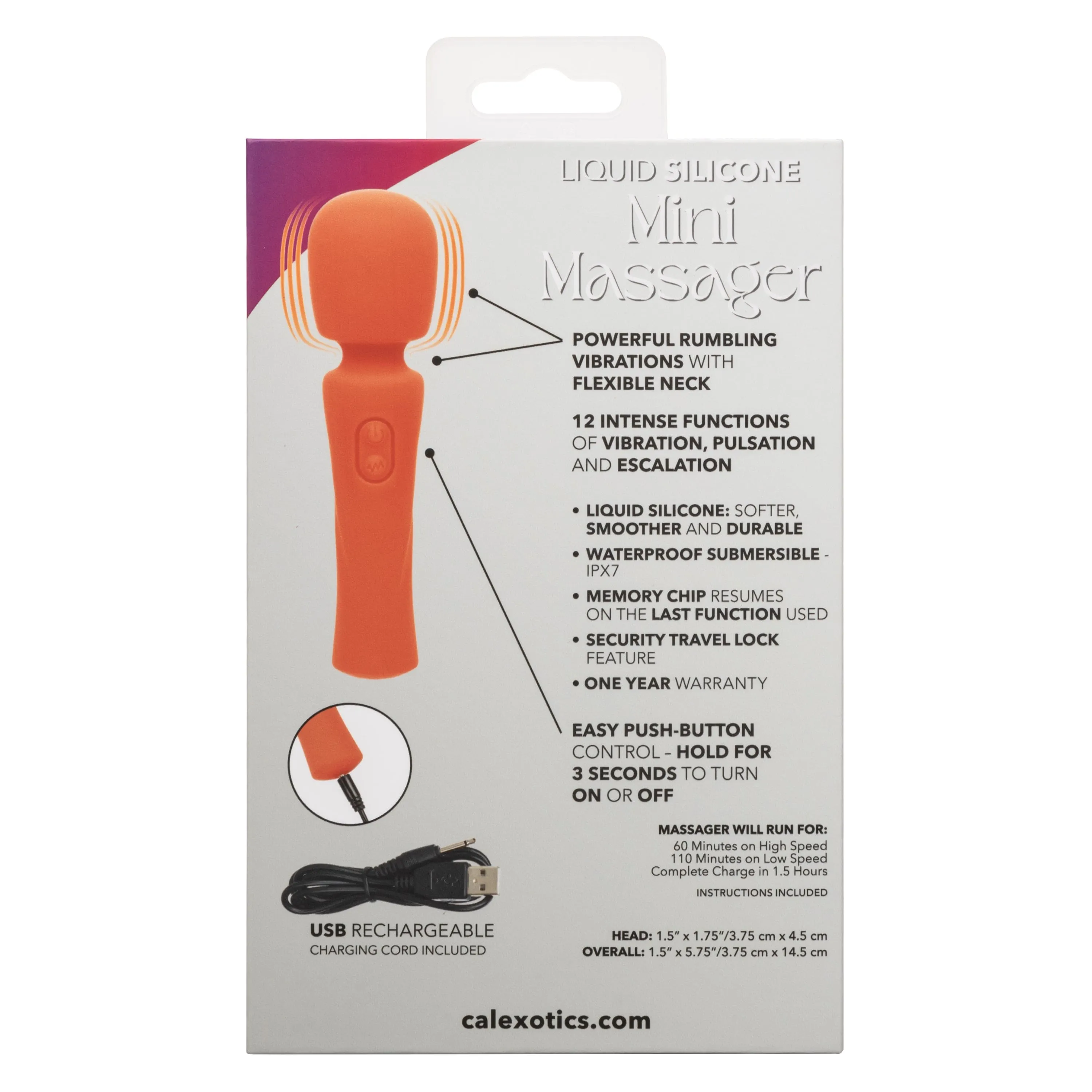California Exotics - Stella Liquid Silicone Mini Wand Massager (Orange)