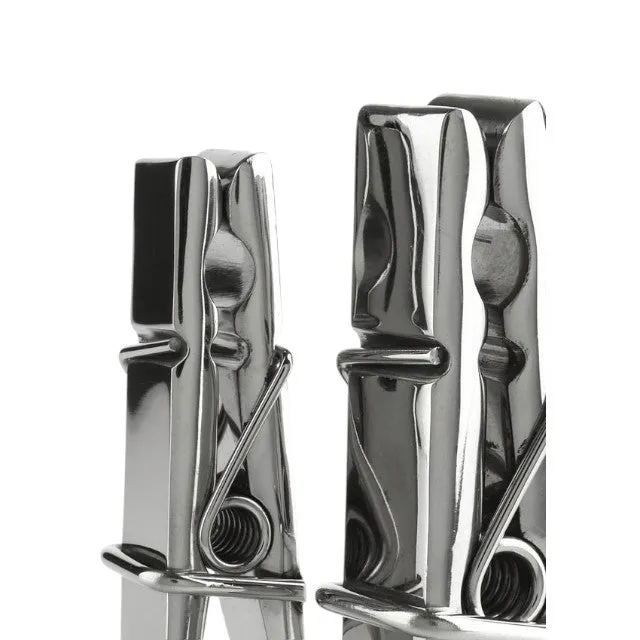 Clești MR. STEEL Clothespins Nipple Clamps. utilizare pe sfârcuri în jocuri BDSM. din oțel inoxidabil. argintiu