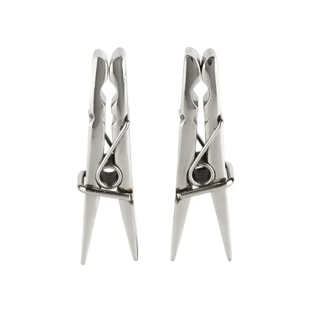 Clești MR. STEEL Clothespins Nipple Clamps. utilizare pe sfârcuri în jocuri BDSM. din oțel inoxidabil. argintiu