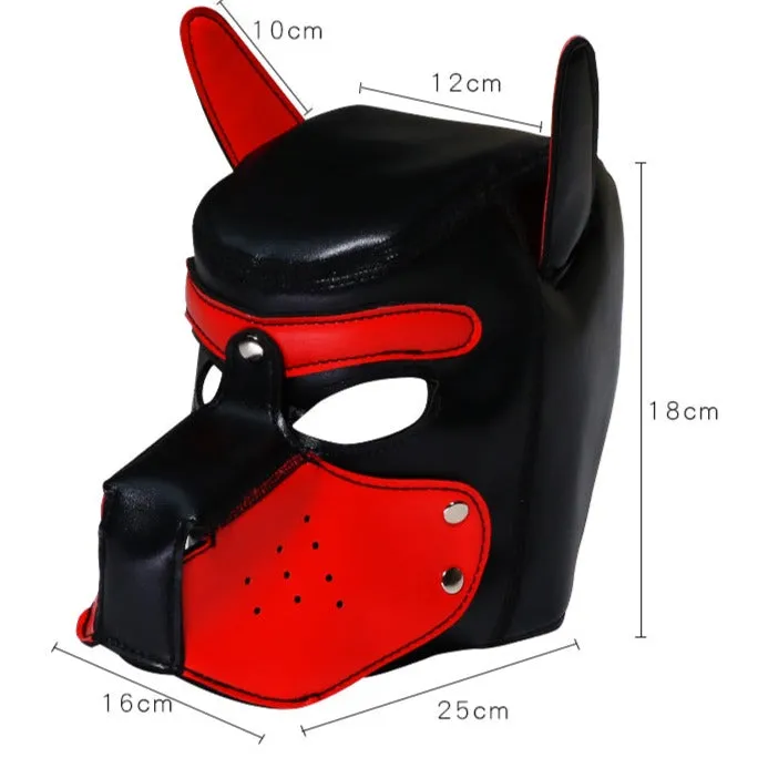 Come Closer DOM Dog Mask | BDSM Unisex | Black And Red | PU Leather | Stretch