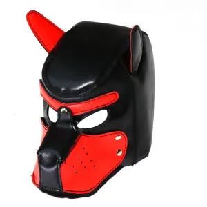 Come Closer DOM Dog Mask | BDSM Unisex | Black And Red | PU Leather | Stretch