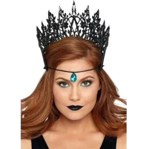 Coroană LEG AVENUE Crown with Glitter and Jewel. design cu sclipici și nestemată albastră. culoare negru