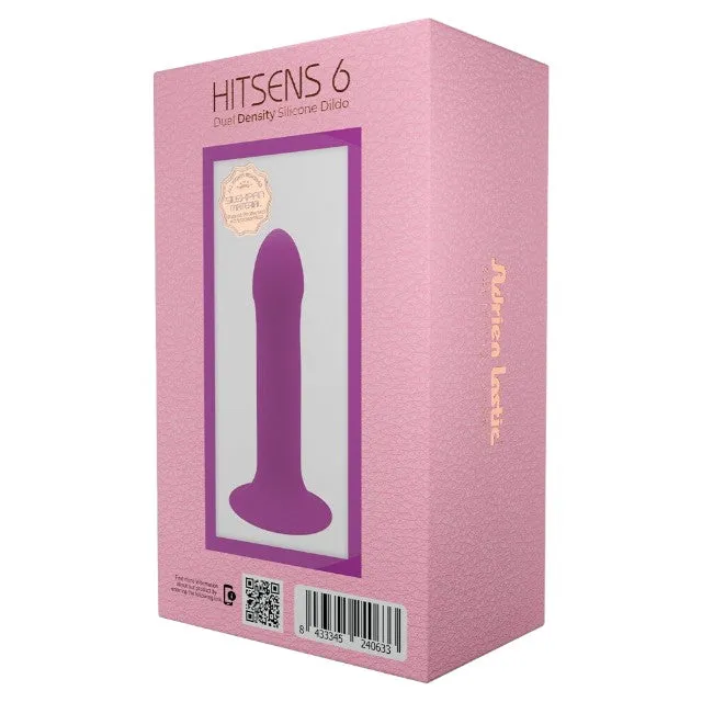Dildo ADRIEN LASTIC HITSENS 6. din silicon. compatibil cu hamuri strap-on. bază cu ventuză pentru fixare. lungime 13.5 cm. mov