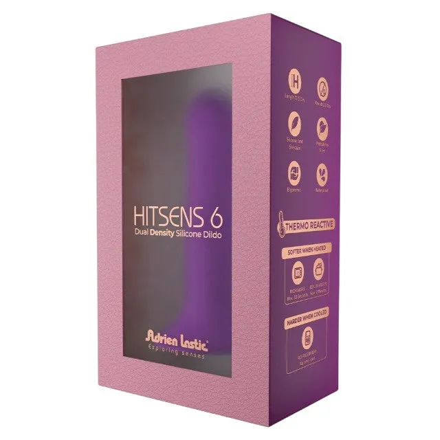 Dildo ADRIEN LASTIC HITSENS 6. din silicon. compatibil cu hamuri strap-on. bază cu ventuză pentru fixare. lungime 13.5 cm. mov