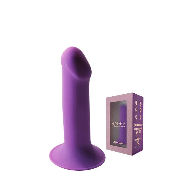 Dildo ADRIEN LASTIC HITSENS 6. din silicon. compatibil cu hamuri strap-on. bază cu ventuză pentru fixare. lungime 13.5 cm. mov