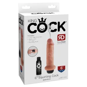 Dildo cu funcție de ejaculare KING COCK 6 Squirting Cock. ultra-realist. culoarea pielii. 15 cm