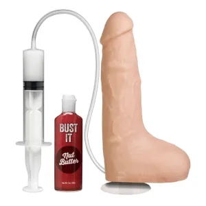 Dildo DOC JOHNSON BUST IT Squirting Realistic Cock. cu funcție de ejaculare și lichid Nut Butter inclus. culoarea pielii. 21.5 cm