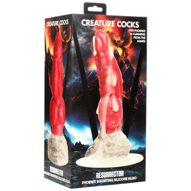 Dildo phoenix CREATURE COCKS Resurrector. cu funcție de ejaculare. pentru jocuri de fantezie. lungime 23 cm. roșu cu alb